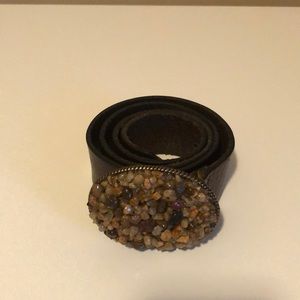 Brown leather belt (Rock buckle)